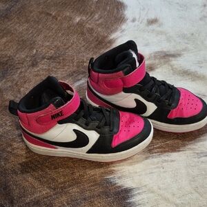 Nike Black Pink White Mid-Top Sneakers